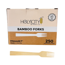 Box of Holy City Straw Company Bamboo Forks 250 disposable forks