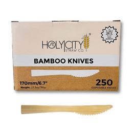 Box of Holy City Straw Company Bamboo knives 250 disposable knives