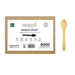 Master Case of Holy City Straw Company Wrapped Bamboo Dessert Spoons 8000 disposable spoons