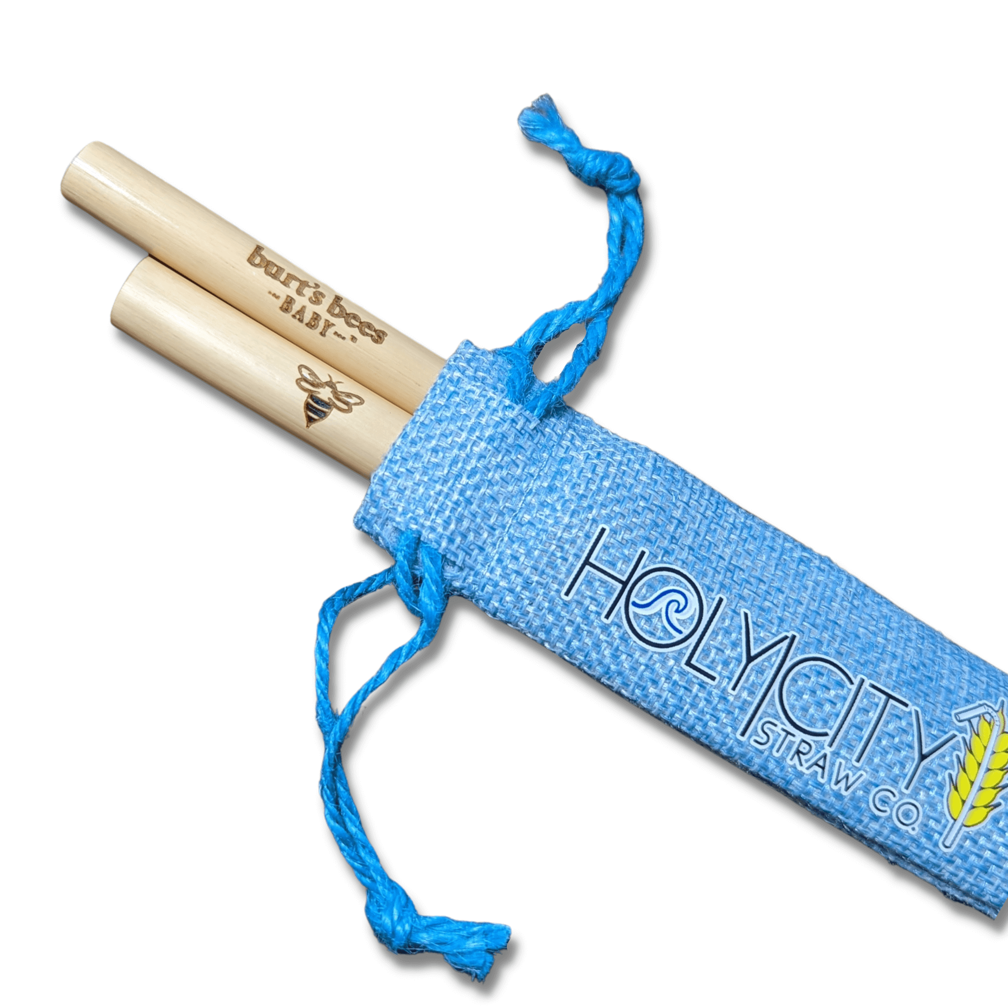 Customizable Two Straw/ Holy City Straw Co. Branded Jute Pouch Combo.