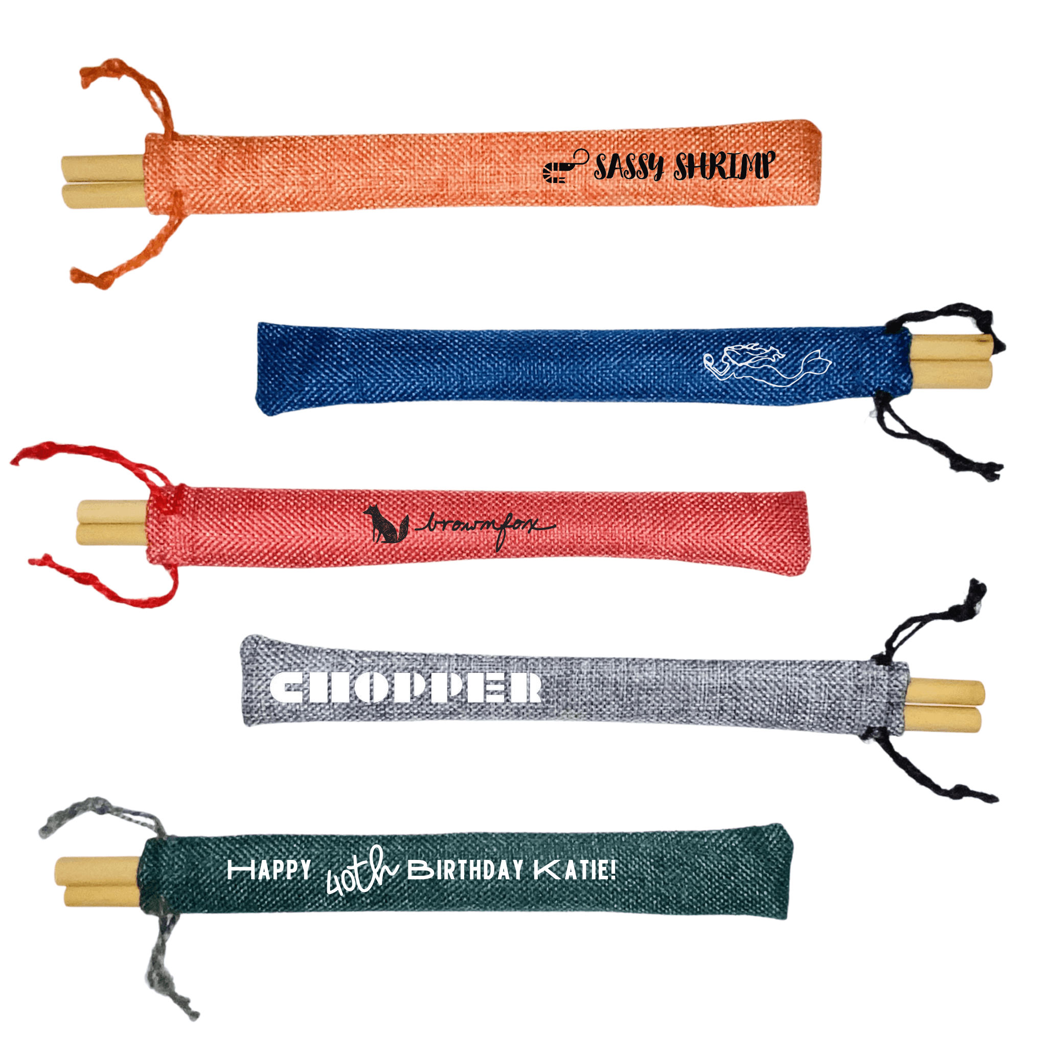 Dark colored versions of the Holy City Straw Company two straw branded pouch combos options