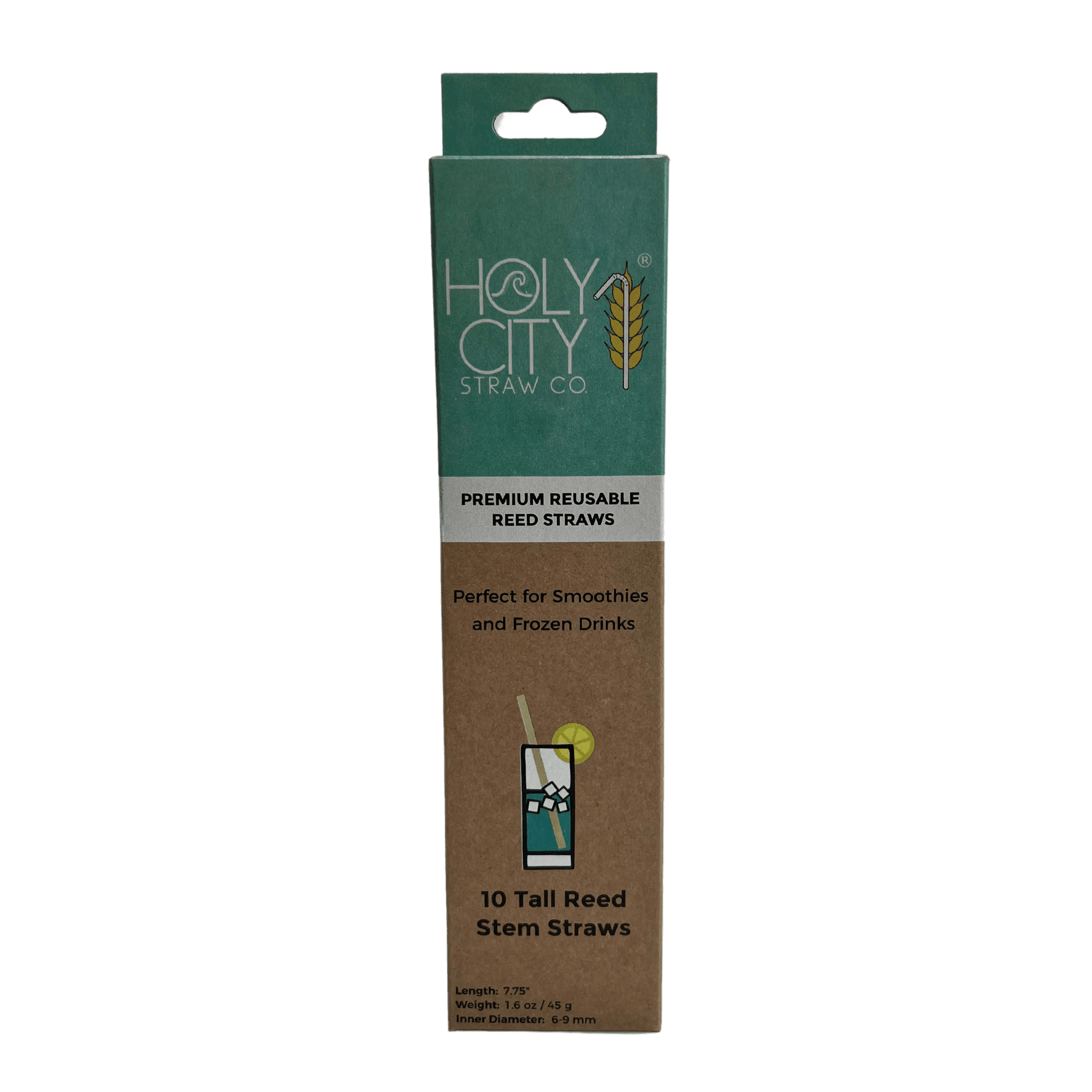 Holy City Straw Company 10 pack tall reed straws front