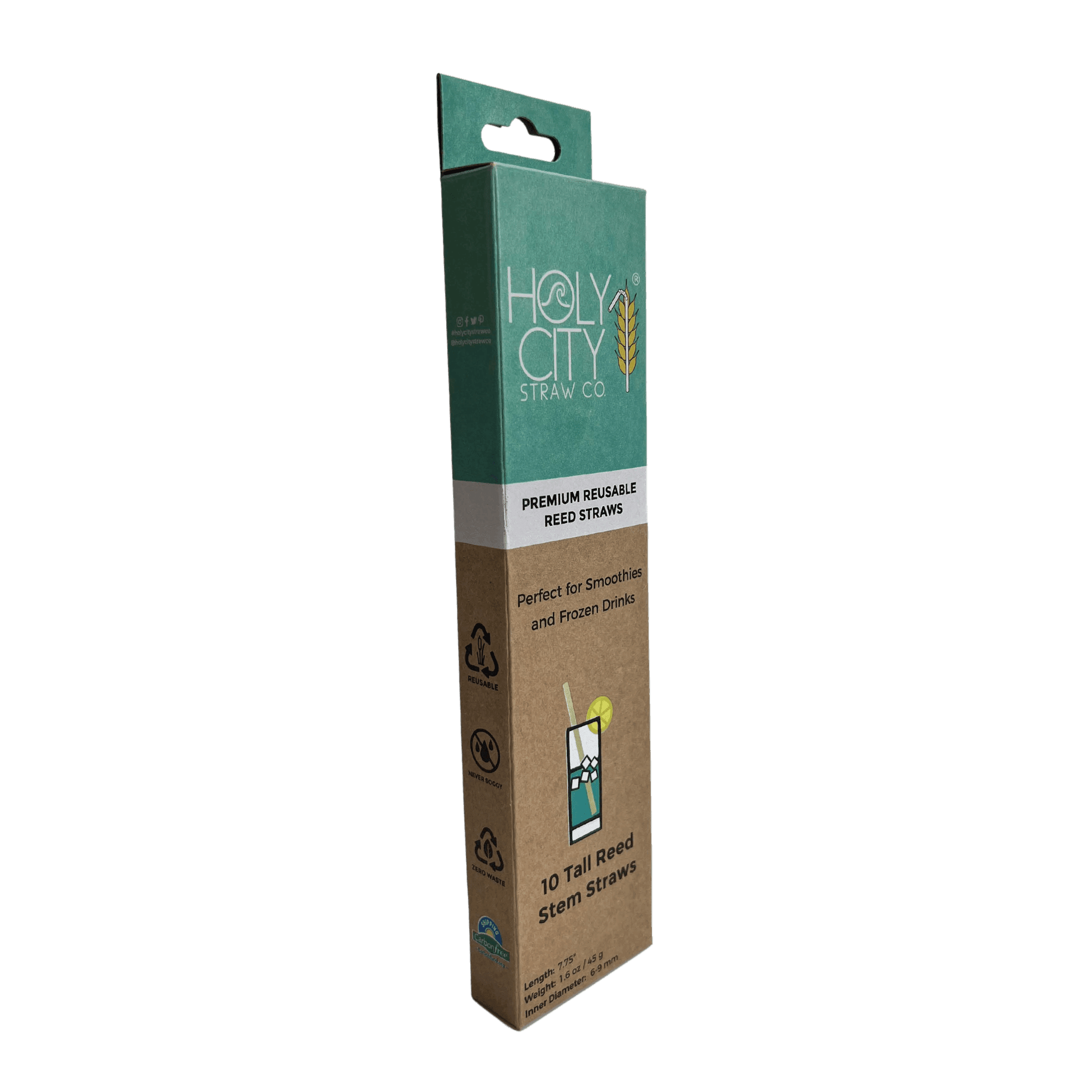 Holy City Straw Company 10 pack tall reed straws left