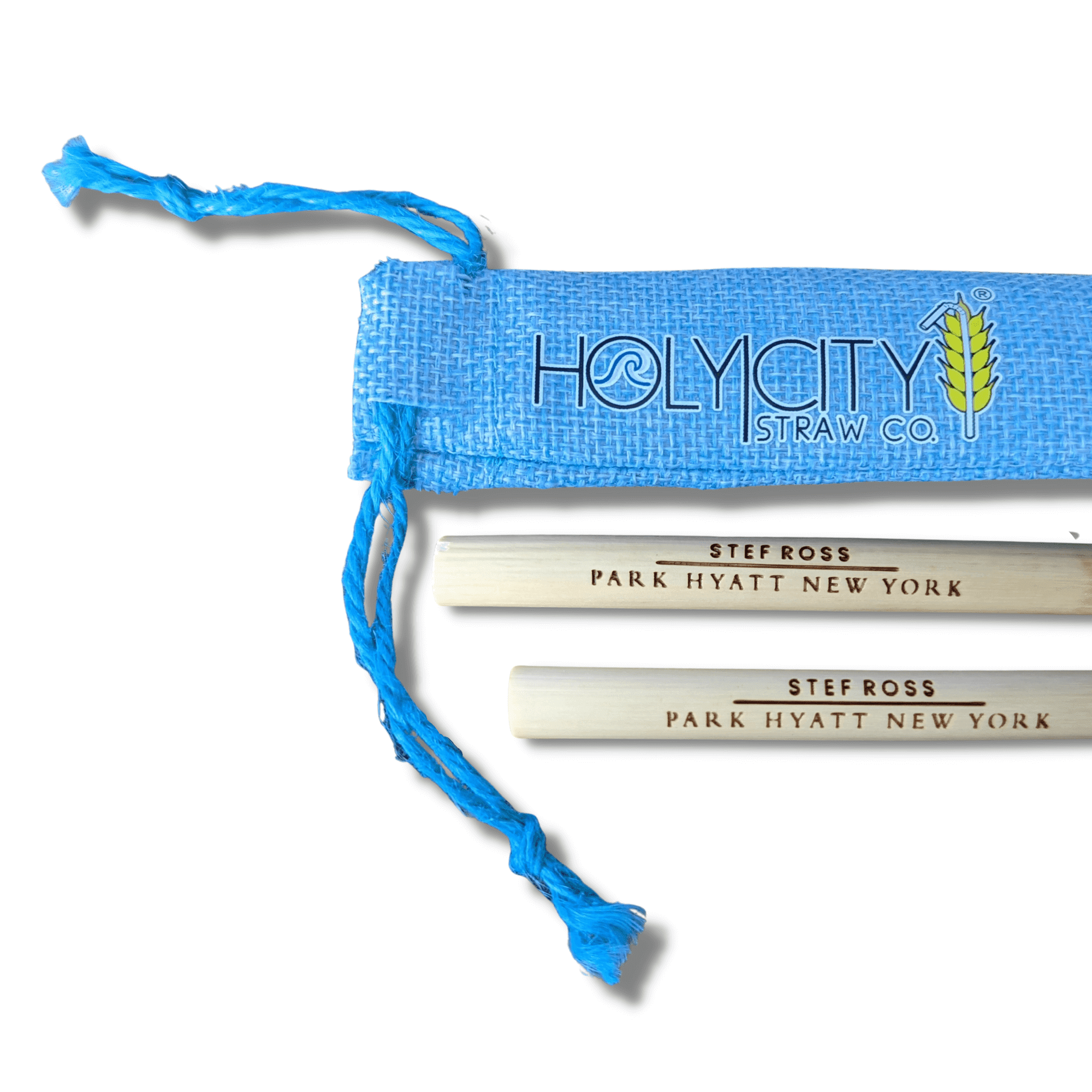 Customizable Two Straw/ Holy City Straw Co. Branded Jute Pouch Combo.
