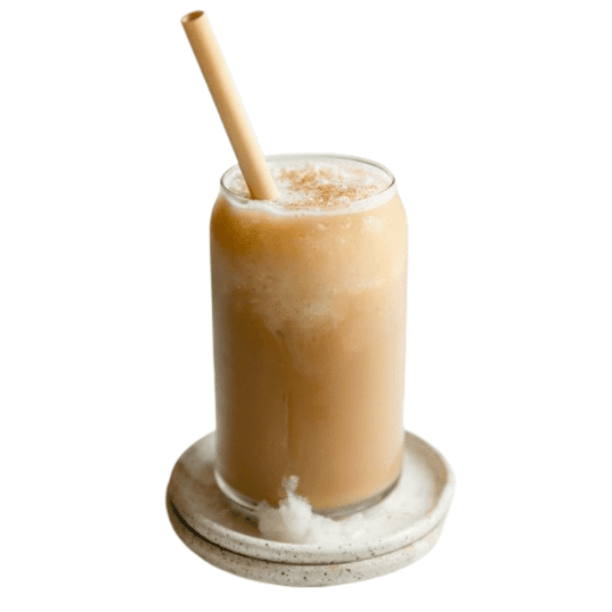 frozen iced coffee with reed straw